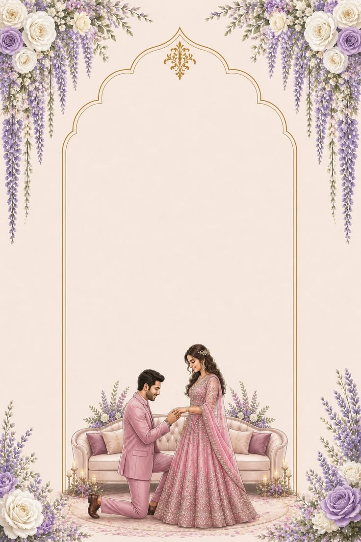 Floral Garden Engagement Invitation Card - Sagai Card — Engagement Invitation template preview