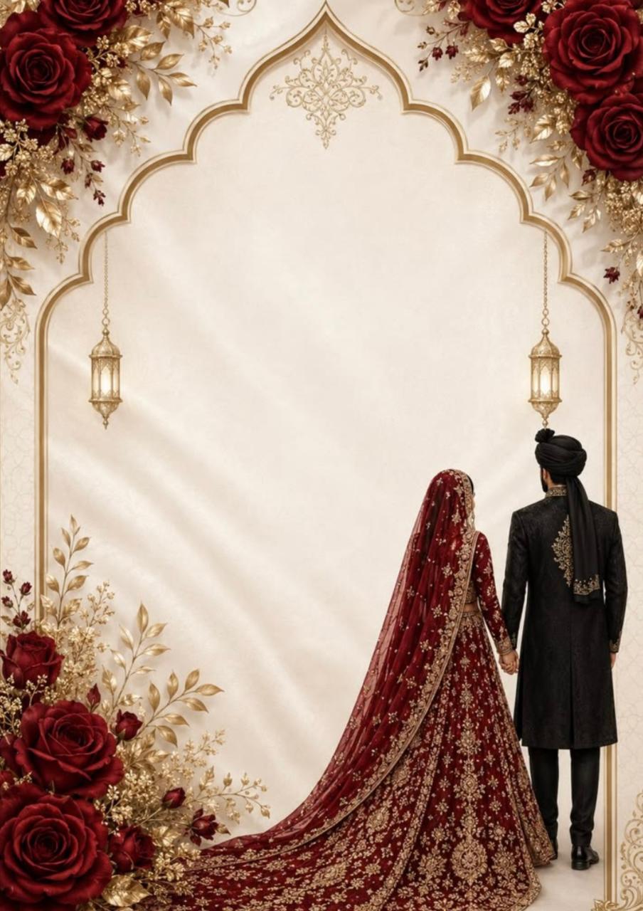 Pink Damask Arch Wedding Invitation Card - लग्न पत्रिका — Wedding Invitation template preview