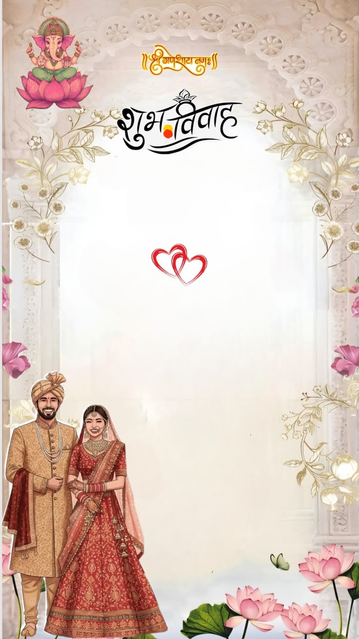 South Indian Pink Wedding Invitation Card - लग्न पत्रिका — Wedding Invitation template preview
