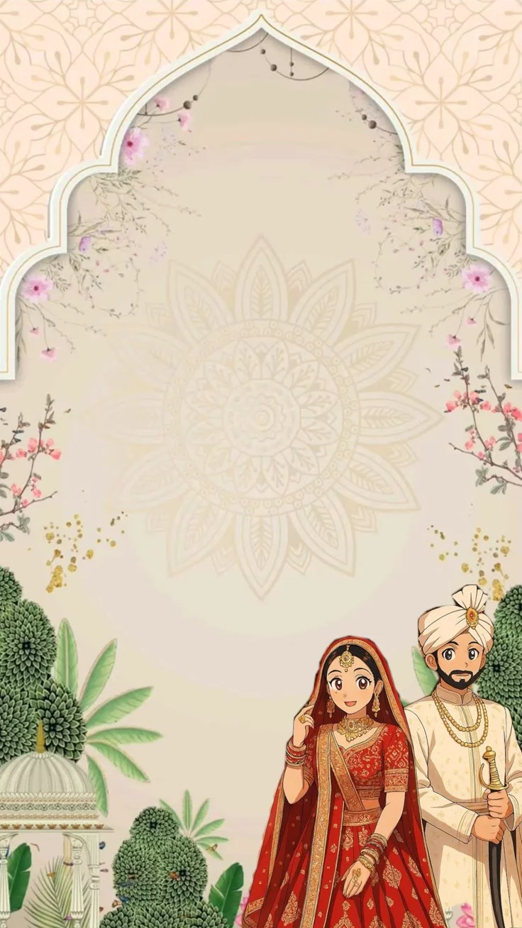 South Indian Gold Wedding Invitation Card - लग्न पत्रिका — Wedding Invitation template preview
