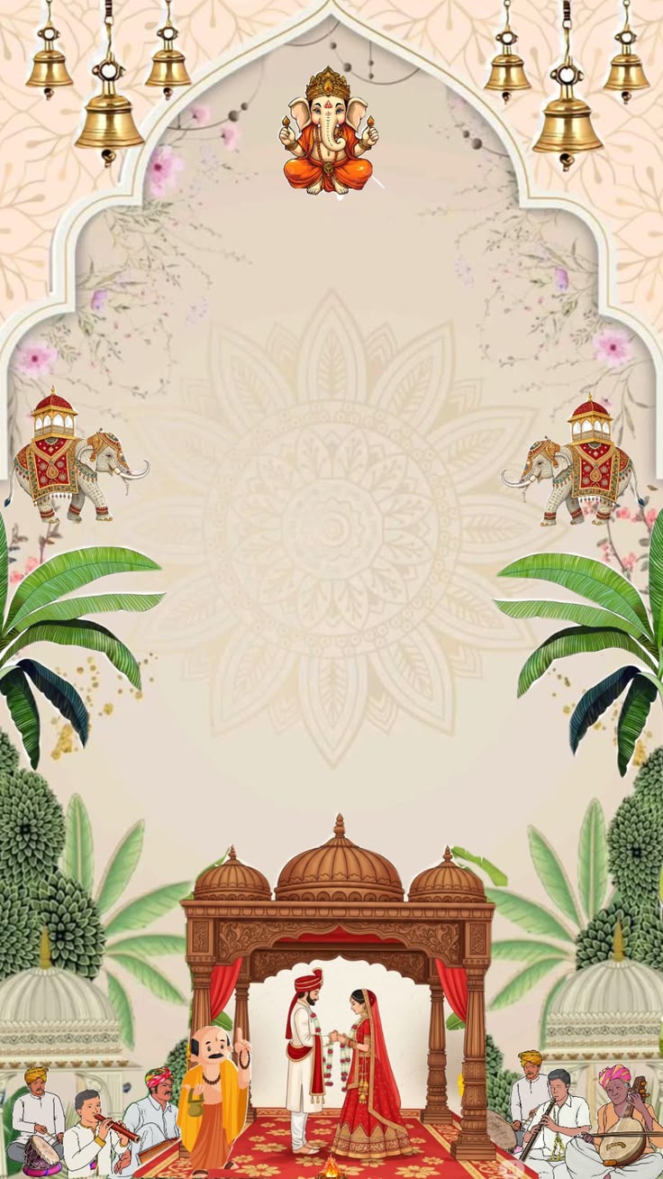 Mughal Garden Wedding Invitation Card - लग्न पत्रिका — Wedding Invitation template preview